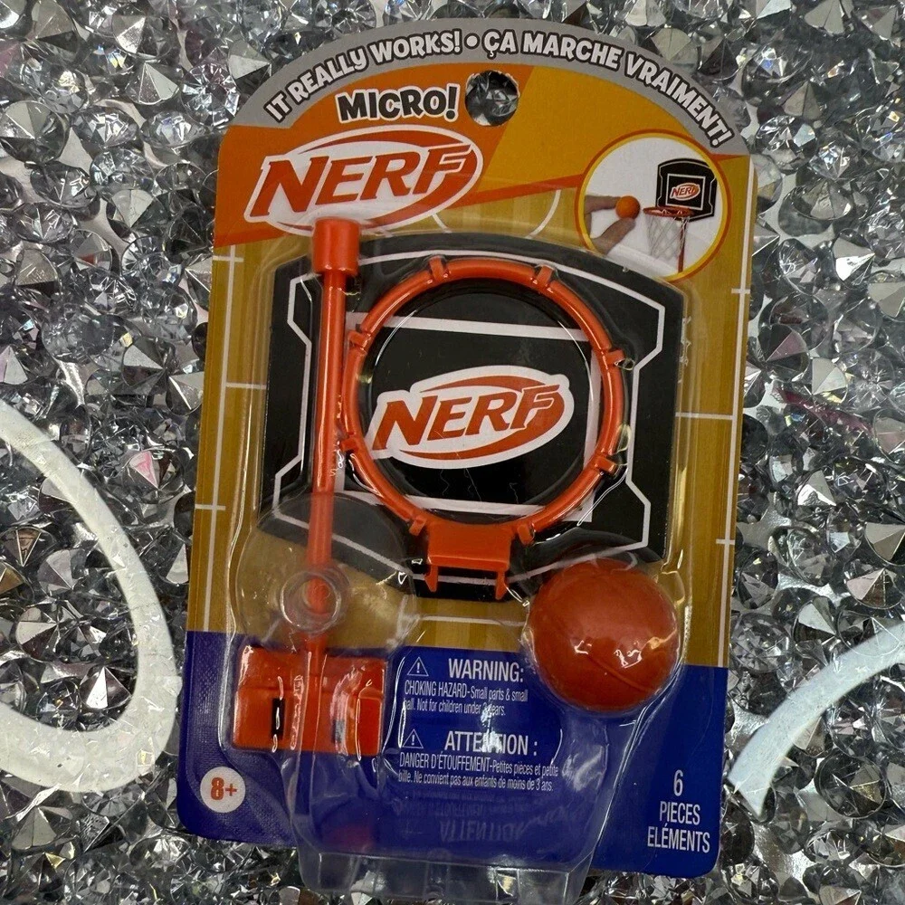 Nerf Micro Hoop and Ball Set - Orange & Black new mini travel game fun cute